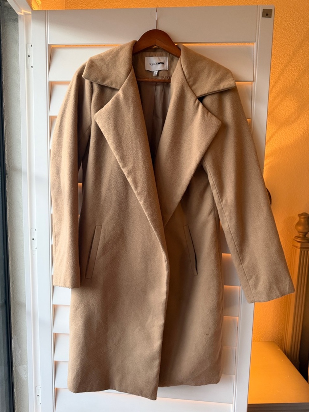 Light Brown Women's Wool-Blend Long Coat